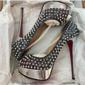Studded Metallic Platform Pumps - Christian louboutin